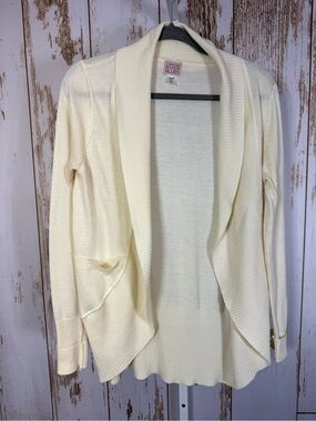 Canyon River Blues, Cotton Poly Blend Knit Cardigan. Size Medium. Good used cond